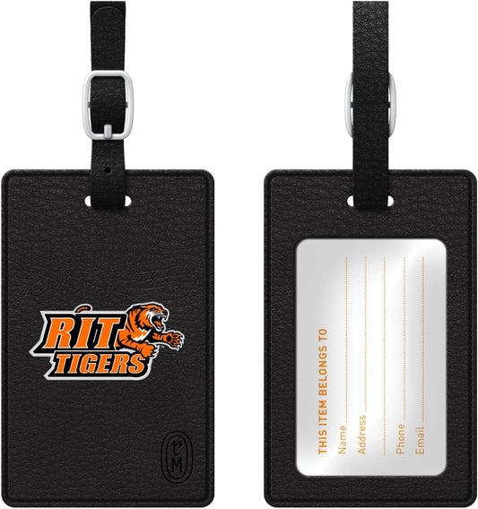 OTM Essentials Rochester Institute of Technology Faux Leather Luggage Tag, Durable Travel Accessories with Adjustable Strap and ID Card, Classic (Option 2)