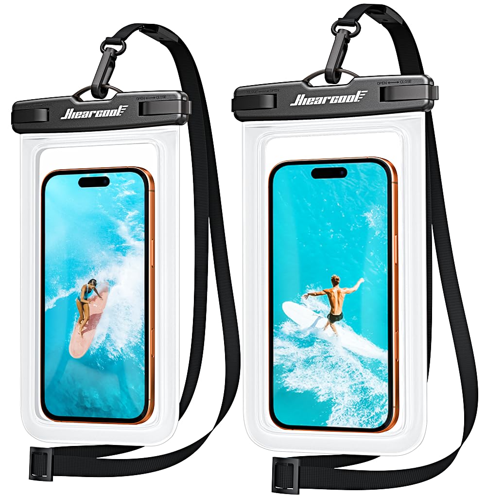 Hiearcool Waterproof Phone Pouch, Waterproof Phone Case with Crossbody Lanyard Compatible for