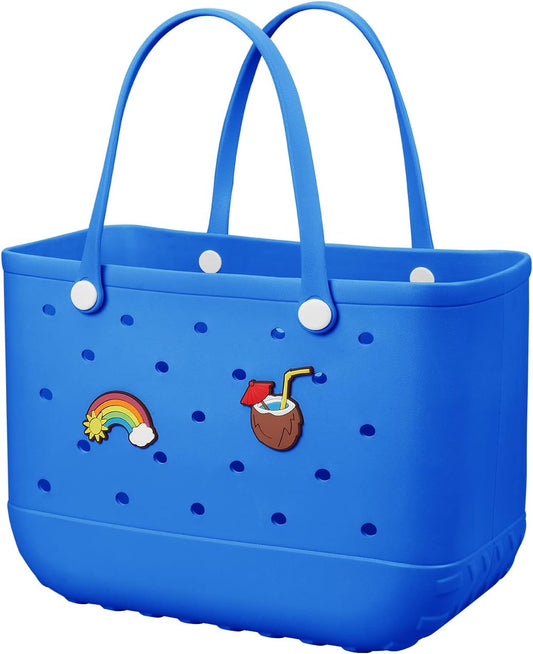 Beach Bag Rubber Tote Bag - Waterproof Travel Bag for Women Washable Tote Bag Handbag for Sports Beach Market Pool