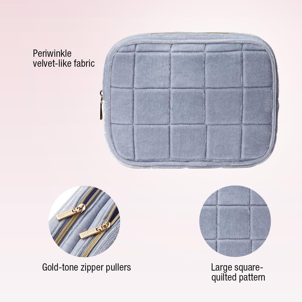 Conair Women's Double Zip Toiletry Travel Bag-Makeup Organizer-Gifts for her, Frosty Blue, 1 Count (Pack of 1)
