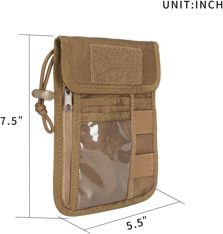 EXCELLENT ELITE SPANKER Passport Holder Neck Pouch RFID Blocking Travel Neck Wallet ID Card Organizer Pouch with Neck Lanyard(Coyote Brown)