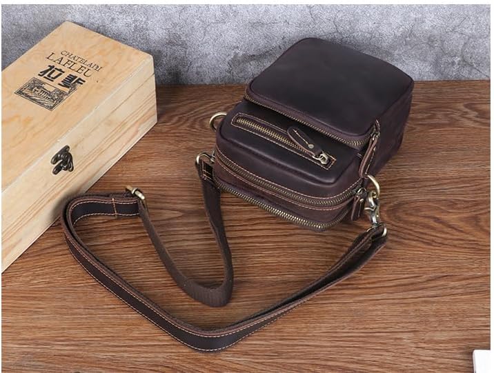 Versatile Cowhide Small Messenger Bag for Men - Convertible Shoulder Satchel & Waist Fanny Pack with Phone Pouch