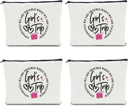 4 PCS Girls Weekend Gifts for Women, Friendship Makeup Bag, Bestie Favors for Trip, Sister Bachelorette Party Vacation Christmas