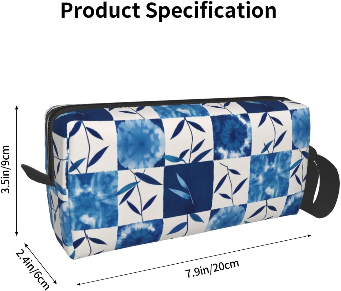Blue And White Check Makeup Bag Small Compact Durable Travel Cosmetic Bag Organizer Oxford Fabric Multi-Purpose Storage Perfect for Travel, Gym, Daily Use