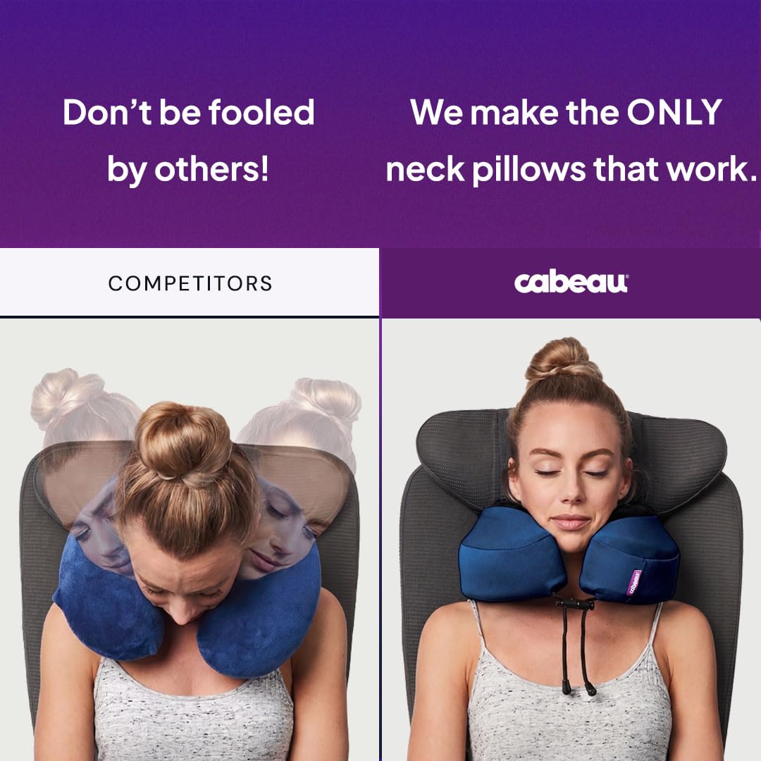 Cabeau Evolution S3 Travel Pillow - Memory Foam Neck Pillow for Airplane and Long Flights with Seat
