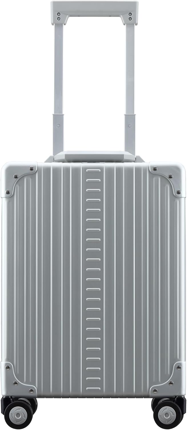 All Aluminum Lightweight 20" Business Laptop Briefcase - Vertical Open Carry-On, TSA Approved Suitcase, Four 360° spinner wheels, Compartment, Hard Side Cabin Bag for Travel & Business (Platinum)