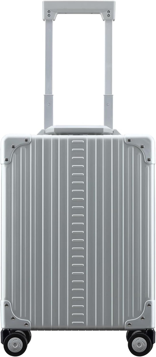 All Aluminum Lightweight 20" Business Laptop Briefcase - Vertical Open Carry-On, TSA Approved Suitcase, Four 360° spinner wheels, Compartment, Hard Side Cabin Bag for Travel & Business (Platinum)