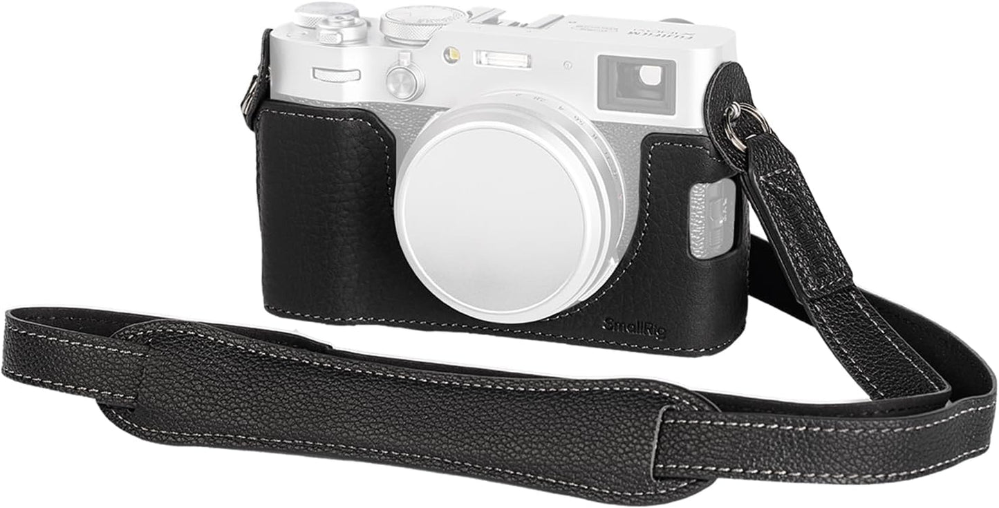 SmallRig X100VI Half Leather Case Kit with Shoulder Strap, Retro Style Leather Camera Half Case with Aluminum Alloy Frame for FUJIFILM X100VI (Black) - 4700