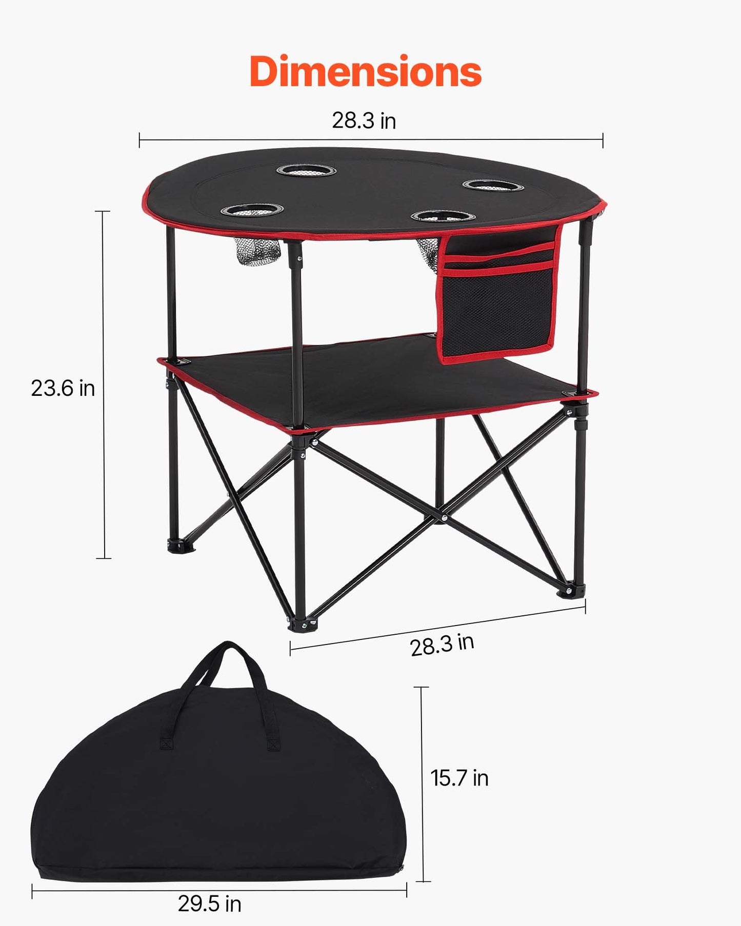 VEVOR Folding Camping Table, Portable Outdoor Lightweight Picnic Table, 600D Oxford Fabric
