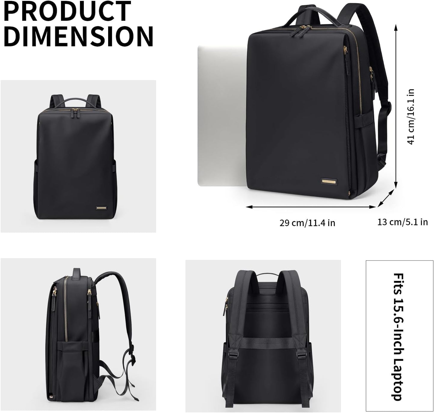 Stylish Laptop Backpack for Women Airline Approved Perfect for Work College and Travel Multi-Functional Casual Daypack Fits 15.6 Inch Notebook (Black)
