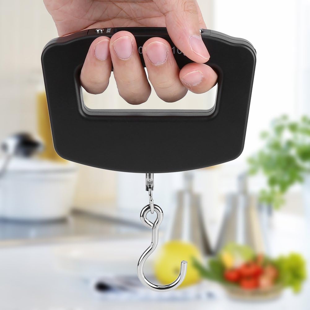Digital Luggage Scale Mini Hanging Electronic Scale with Handle, Large Hook, LCD Display for Travel, Fish Weighing, Support Unit Conversion - KG, G, Lb, Oz