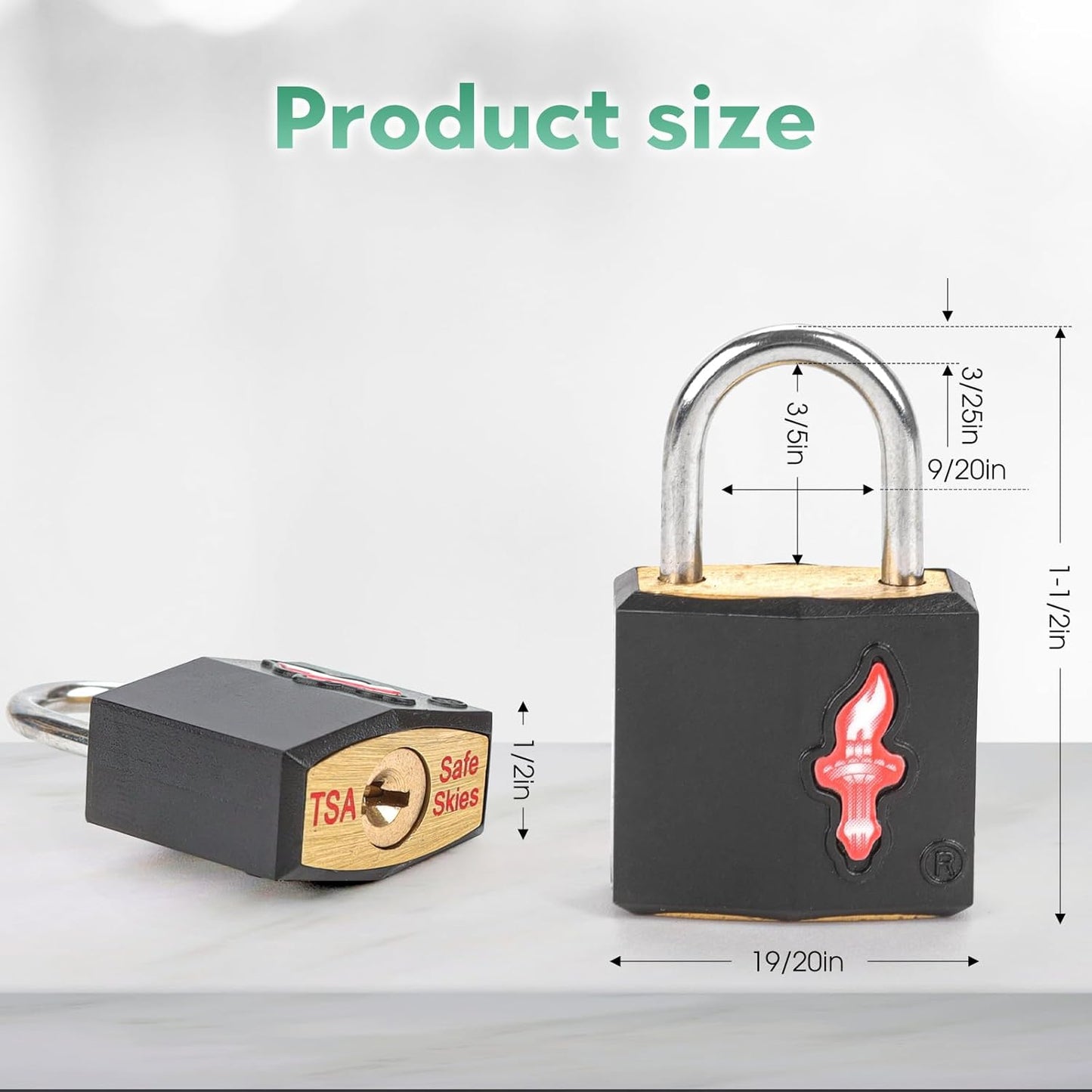 TSA Approved Luggage Locks 3 Pack with Luggage Tags | 6 Keys, Black Travel Lock Bundle - Solid Brass Core & Rubber Armor Padlocks for Suitcases, Backpacks (TSA Certified)
