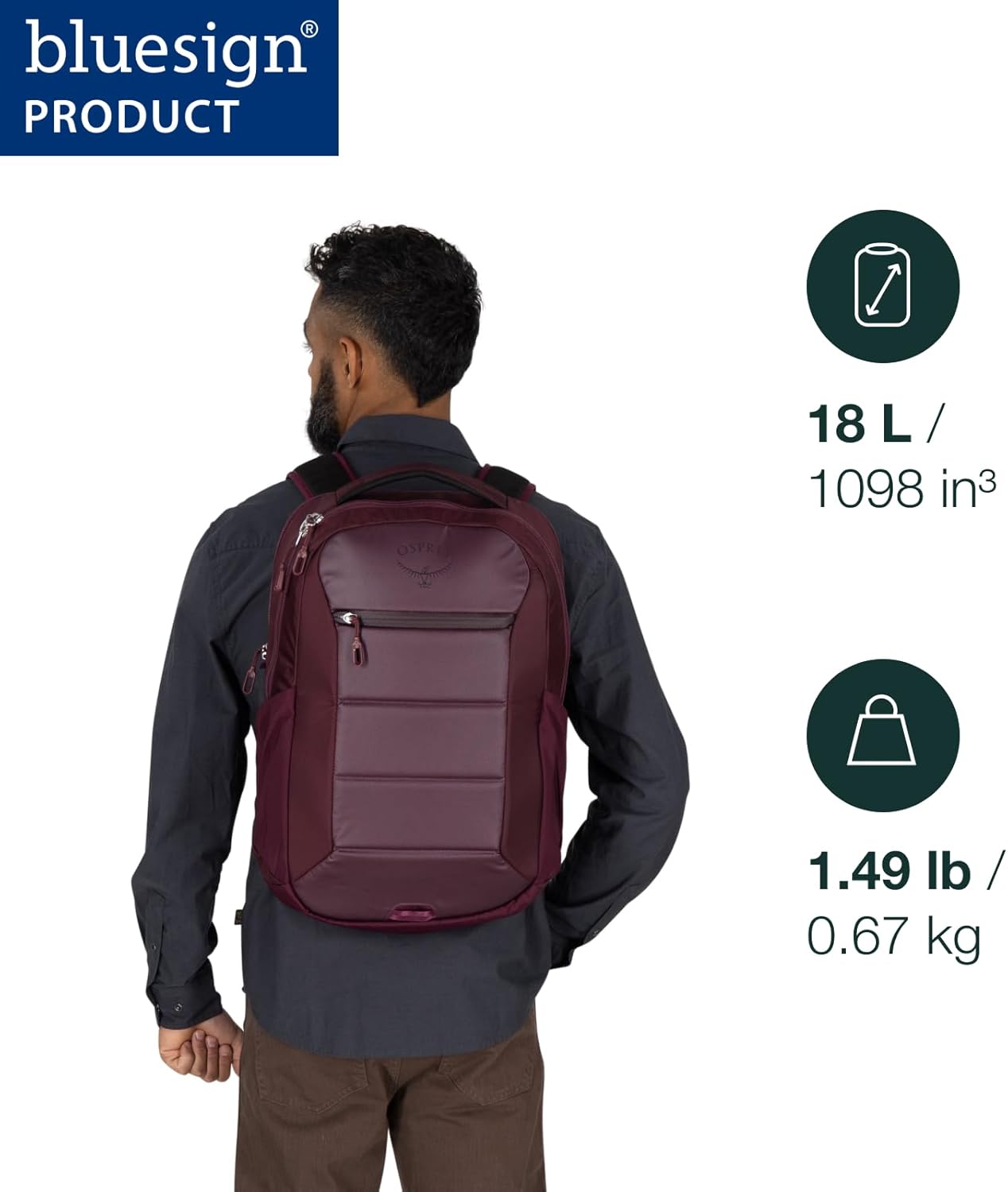 Osprey Ozone Laptop Backpack with Ventilated AirScape™ Backpanel - Lightweight Travel Backpack with 16” Laptop Sleeve - Carry-On Compatible Travel Bag for Men and Women, Black