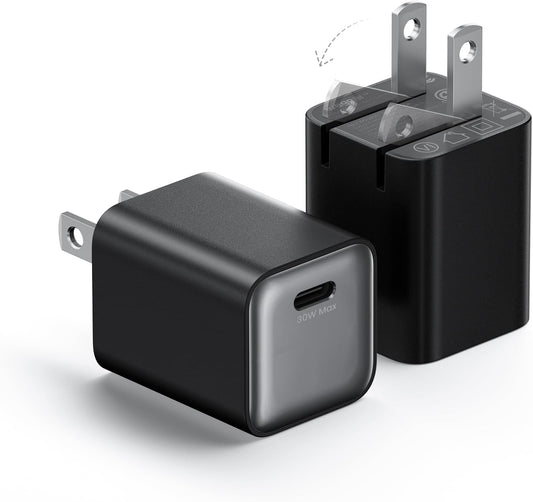 30W Compact Wall Charger, USB C Charger Block with GaN III Tech, PD3.0 PPS QC4.0 Fast Foldable Power Adapter for iPhone 16 15, Galaxy, Pixel, iPad, AirPods,MacBook Air