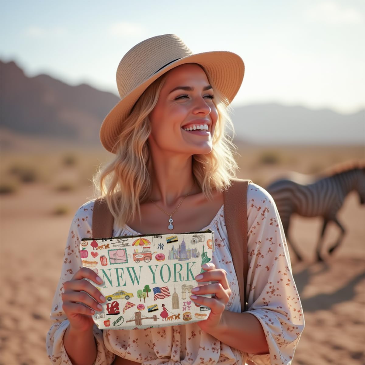 New York Souvenirs and Gifts Souvenirs from USA Makeup Bag Cosmetic Bag for Women Friend Sister Bestie New York Travel Lover Weekend Bag Vacation Christmas Birthday Friendship