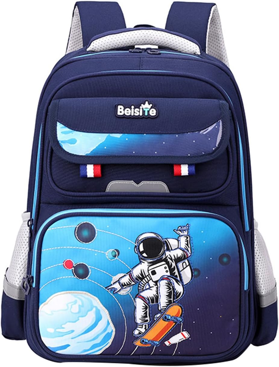 JiaYou Unisex Child Backpack Multi Layer Primary School Daypack with Detachable waist belt(Blue,21 Liters)