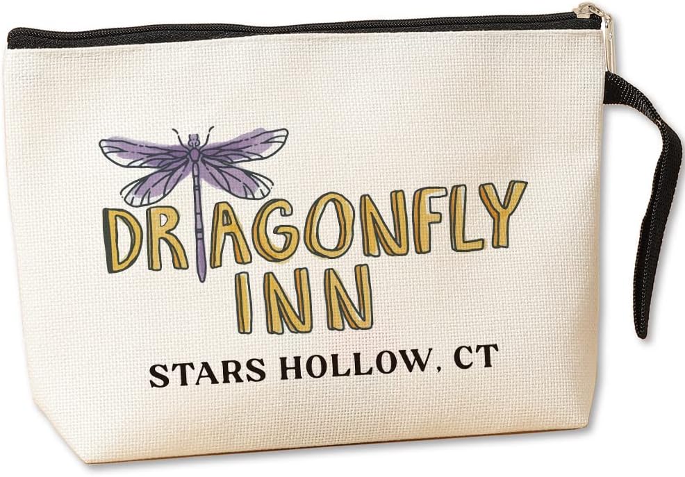 Jztco Dragonfly I-nn Gil-more Girls Merchandise Dragonfly Inn Stars Hollow Makeup Bag Inspirational Gifts for Women Gil-more Girls Lover Gifts Birthday Christmas Thanksgiving Gifts for Women Friends