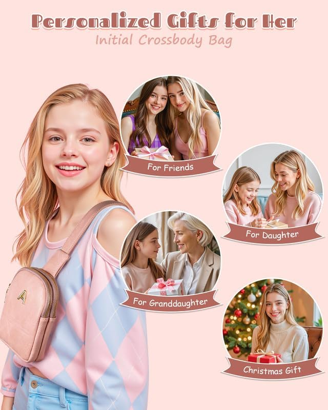 Birthday Gifts for Daughter Granddaughter, Personalized Crossbody Bags with Initial Letters, Teen