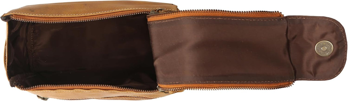 KomalC Premium Buffalo Leather Toiletry Bag for Men & Women – Leather Dopp Kit With Water resistant Lining, Premium Toiletry Travel Pouch, Unisex Wash Bag for Toiletries, Gifts for Men and Women