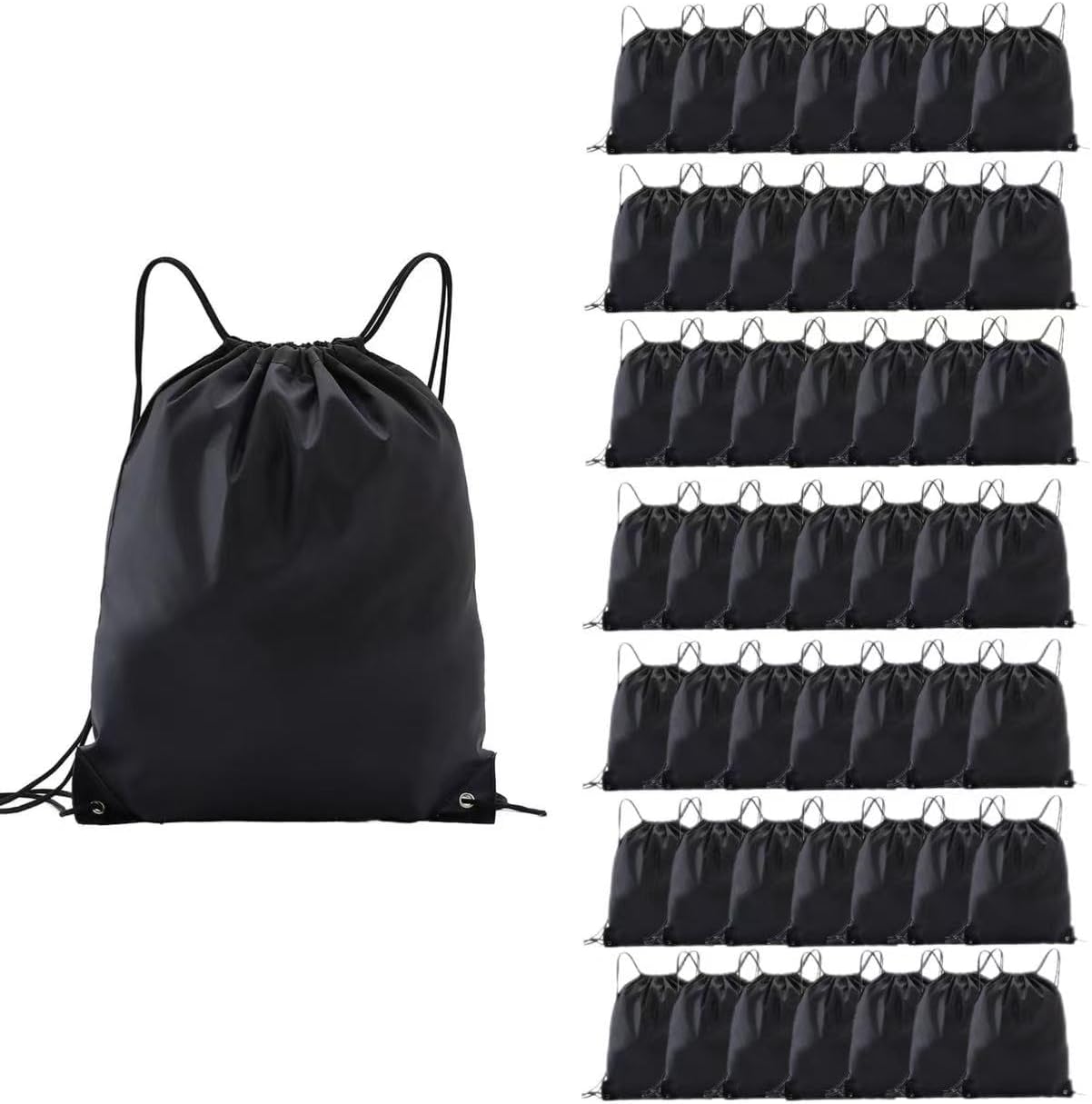50 Pcs drawstring backpack,multi functional drawstring bag Bulk,Draw String Bags,Cinch Bag essential for gym travel, nunisex, loose and portable (50, Black)