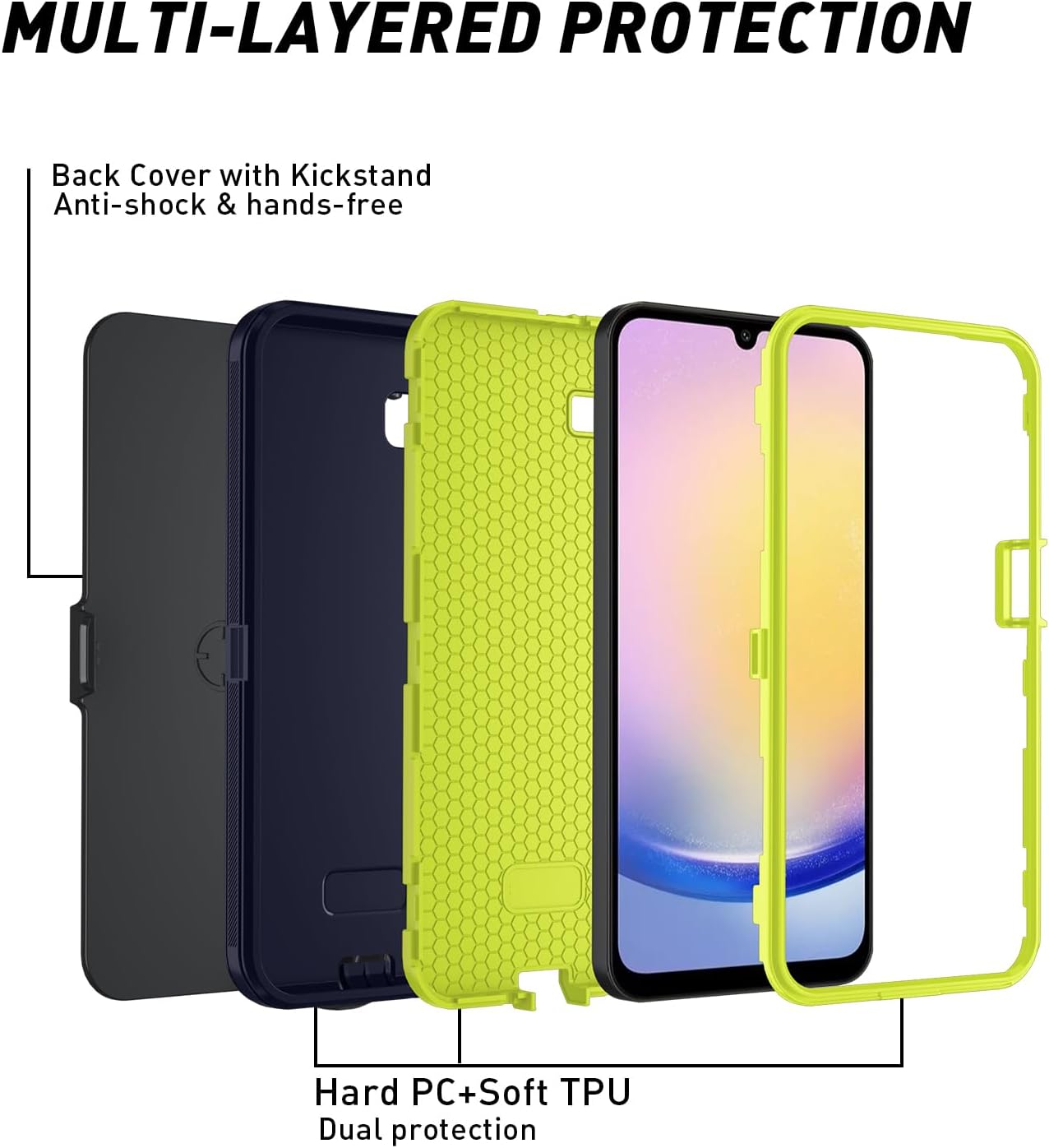 for Samsung Galaxy A17 5G case,A16 5G Heavy Duty case,with A Tempered Glass Screen Protector, [Military Grade Protective ] [Shockproof] [Dropproof] [Dust-Proof] (with Belt Clip-Blue Green)