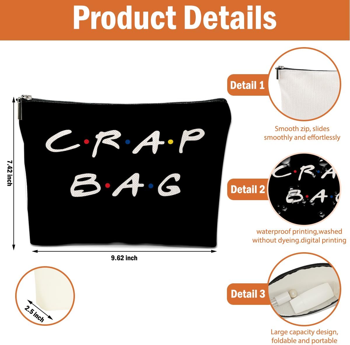 4 PCS Funny Gifts for Women Makeup Bag, Best Friend Birthday Gifts for Women, Funny Cosmetic Bags, Sister Christmas Graduation Friendship Gift for Daughter From Mom, Black White Travel Organizer