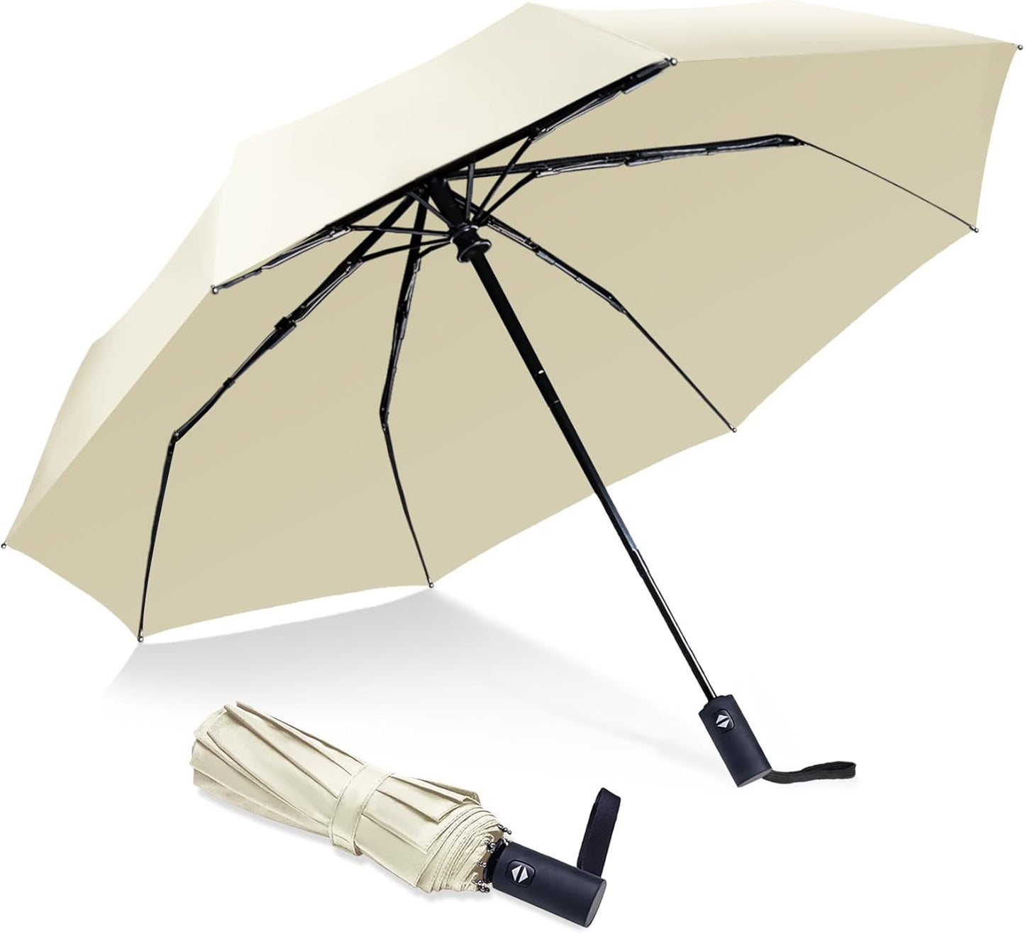 Travel Essentials Umbrella Windproof Compact Collapsible Light, Automatic, Strong and Portable, Wind Resistant Folding Small Umbrella for Rain