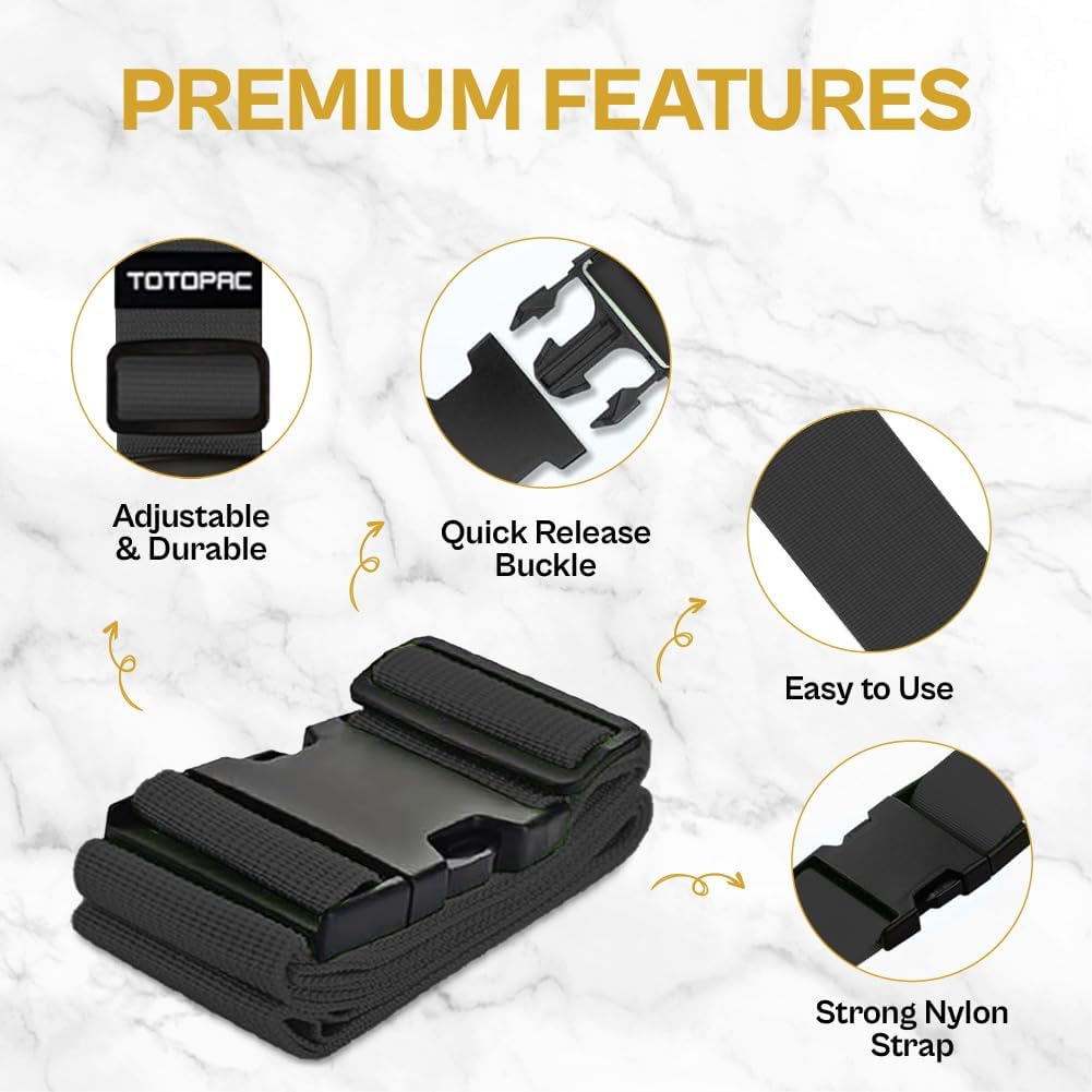 4 Pack Luggage Straps, Adjustable Suitcase Belts 72" x 2" with Quick Release Buckle, Durable Travel Accessories for Secure Luggage and Easy Identification (Black)