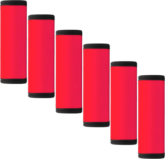 Luggage Handle Wrap 6 Pack-Neoprene Luggage Handle Wraps for Suitcase/Beach Bag/Backpacks Bright Suitcase Identifiers Travel Accessories for Airplane (Red)