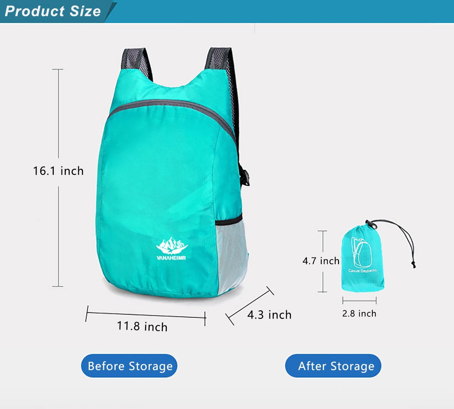 Lightweight Foldable Waterproof Backpack For Men Women Outdoor Sports Travel Leisure Bag Hiking Small Daypack 20L (DarkBlue-Orange)