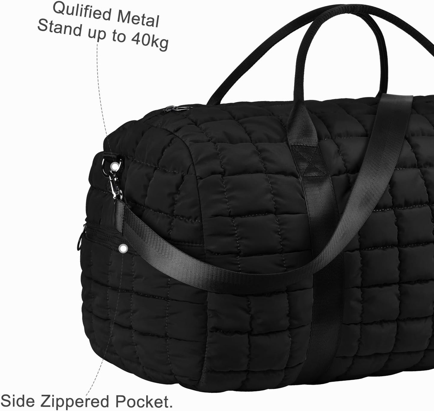 Dimayar Puffer Duffle Bag for Travel – 22”x14”x9” Airline-Approved, Puffy Weekender Bag for Women with Shoe Compartment, 40L