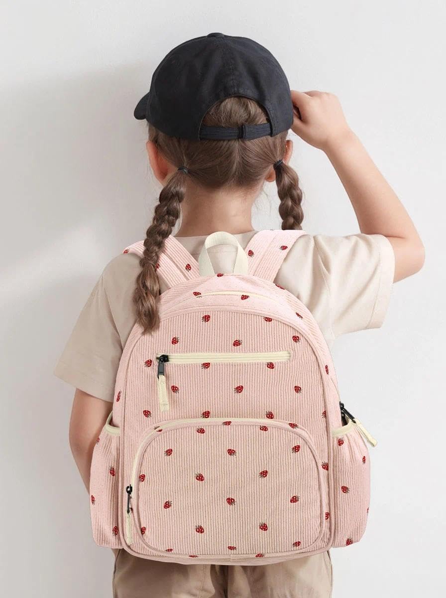 Corduroy Toddler Backpack for Girls 2-5, Preschool Kindergarten Backpack - Cute Kids Backpacks for Girls 13.7" H Fit Folder