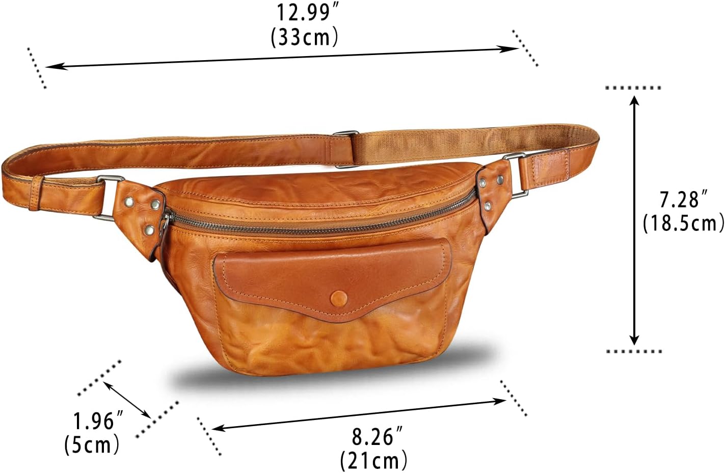 Genuine Leather Fanny Pack for Women and Men Vintage Handmade Leather Waist Bag Sling Bag Crossbody Bag Hip Bag Chest Purse (Brown)