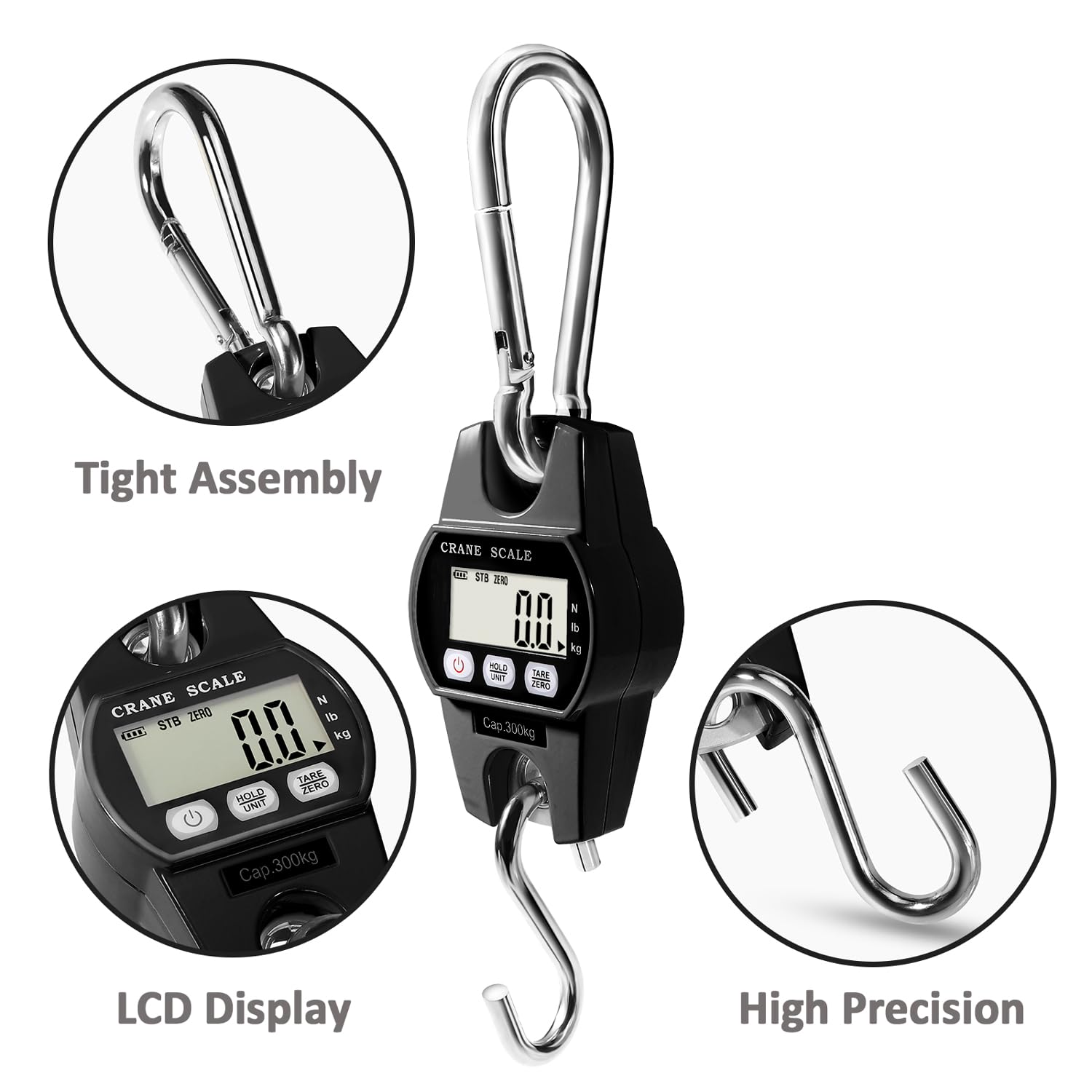 Digital Hanging Crane Scale 660LB/300KG， Deer Hunting Scales, Farm,Fishing, Fish, Meat，Game,Luggage