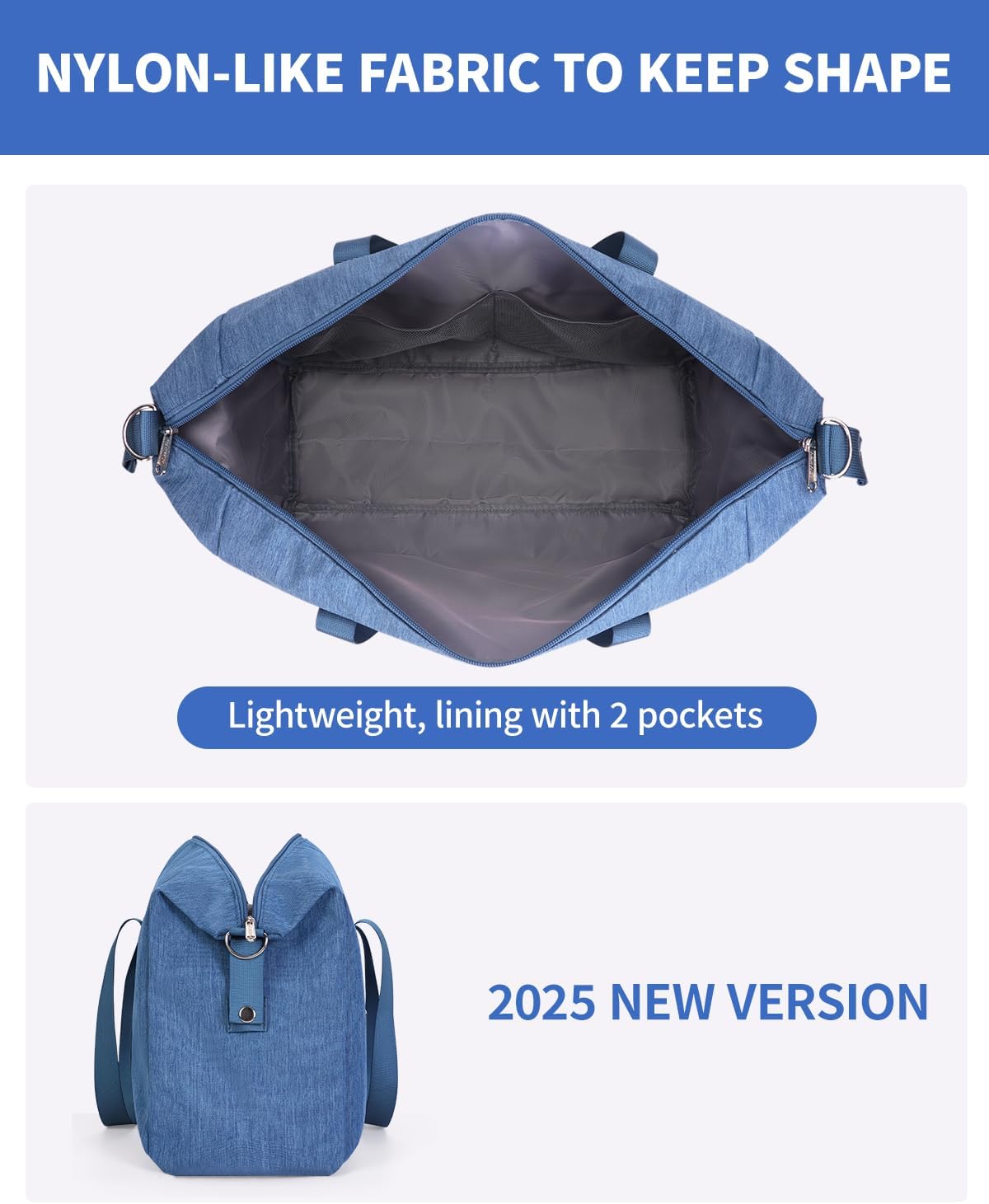 Narwey For Spirit Airlines Personal Item Bag 18x14x8 Foldable Duffle Bag for Travel Packable Duffel Bag for Traveling Carry on Bag for Airplanes Underseat Overnight for Women and Men (Navy Blue)