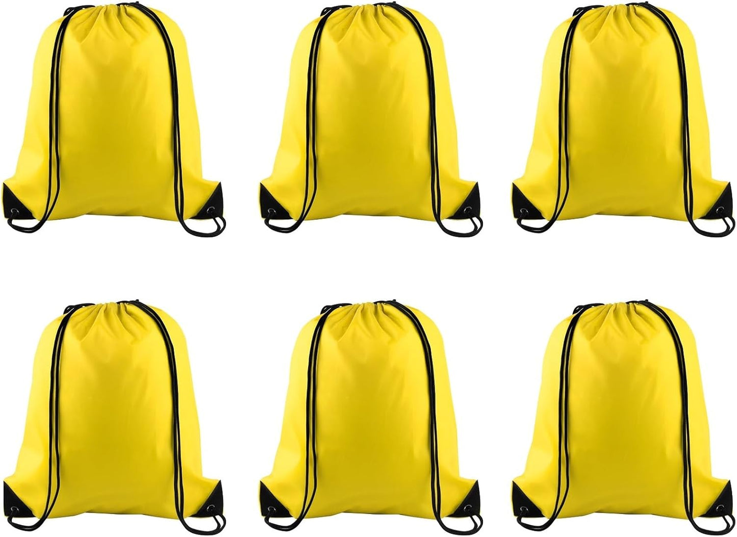 PLULON 6 Pcs Yellow Drawstring Bags - Drawstring Backpack - Gym, Sports, Travel - 34cm*40cm/13.4"*15.7