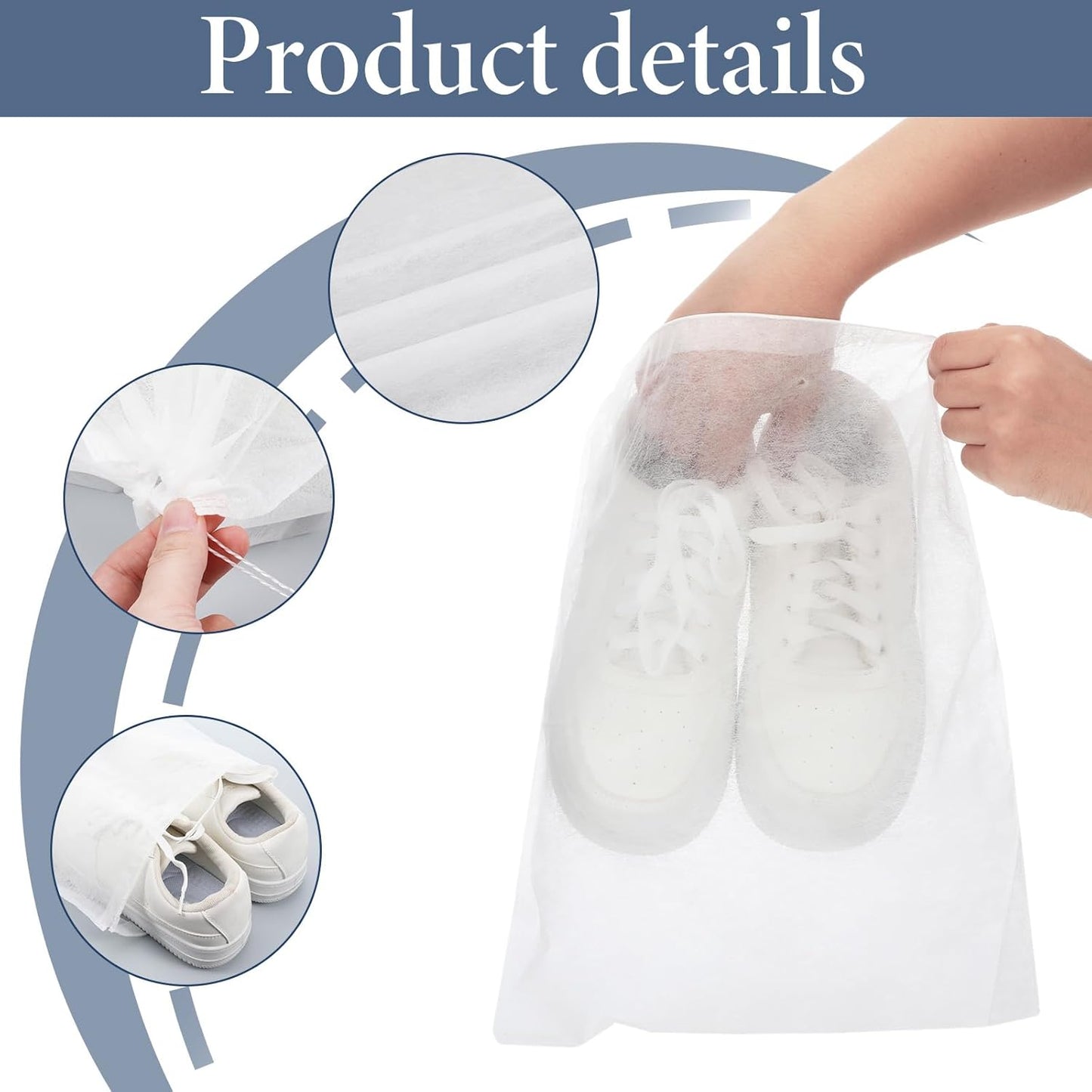 200 Pcs Dust Proof Shoe Bag, 15×12.6 Inch, Breathable Non-woven Cloth Storage Pouch, Breathable Dust Bag with Rope, for Handbag Pouch Purse Shoe Boots Purse Travel Storage