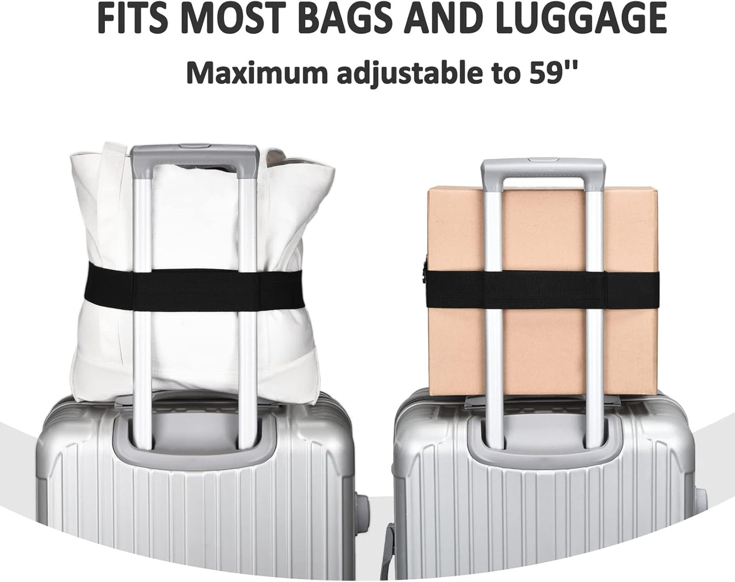 2-in-1 Travel Belt Luggage Straps Over Handle for Carry On Bag,ZZM Elastic Add a Bag Bungees Luggage Belt Suitcases Adjustable with Alloy Buckle, Hands-Free for Airport,Trip (Black)