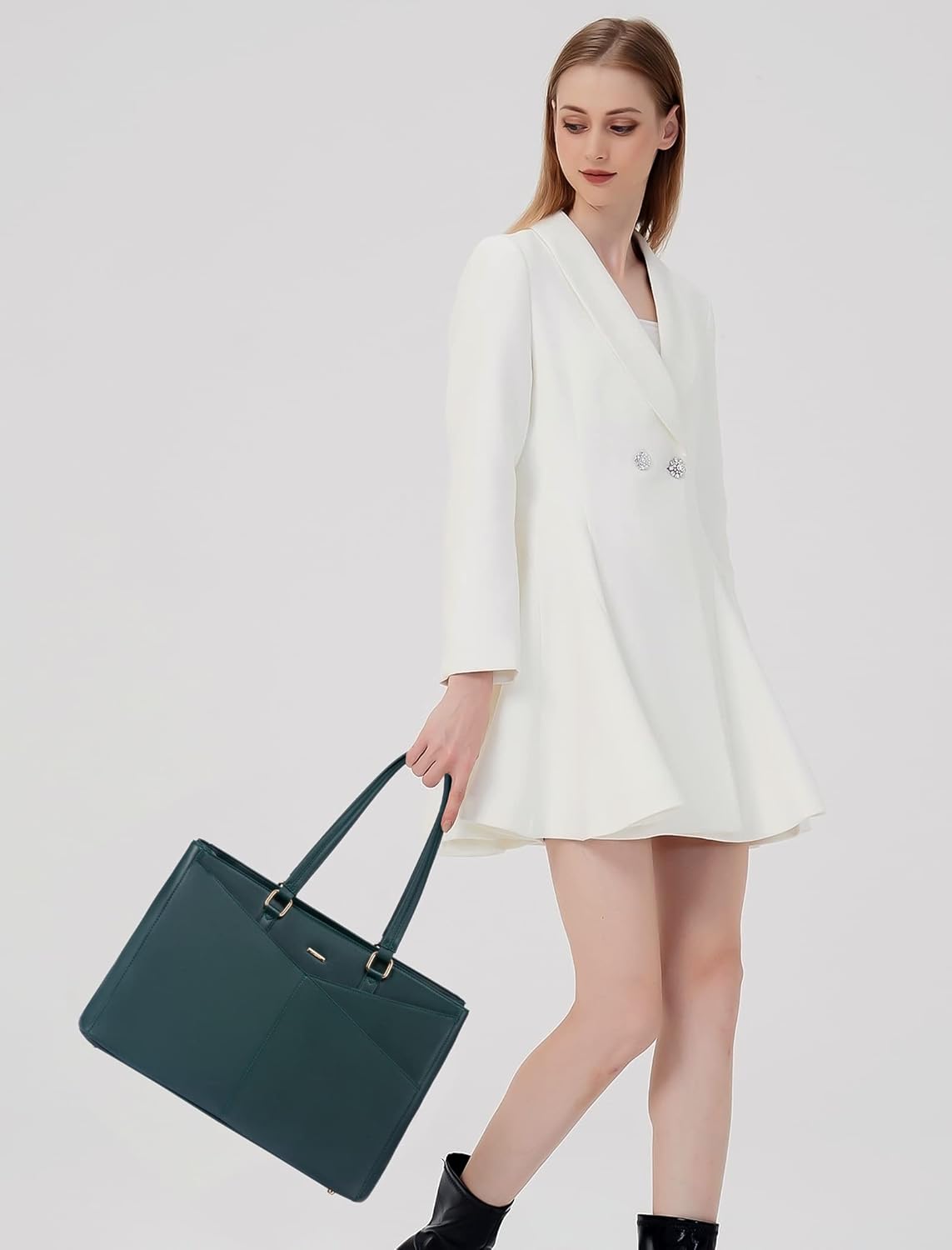 LOVEVOOK Laptop Bag for Women 15.6 Inch Tote Bags Waterproof Leather Briefcase Computer Women Business Office Work Bag,Green