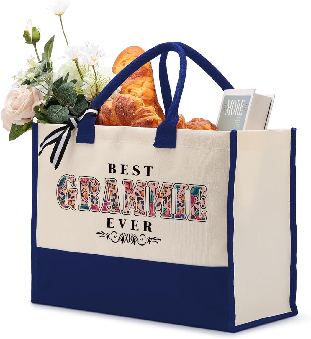 Cotton Canvas Tote Bag for Women, Canvas Tote Bag for Gifting, Tote Bag Gift for Grammi, Best Grammi Ever Gifts Travel Bag, Gifts for Grammi Beach Canvas Tote, Grammi Gift for Birthday Mother's Day C1
