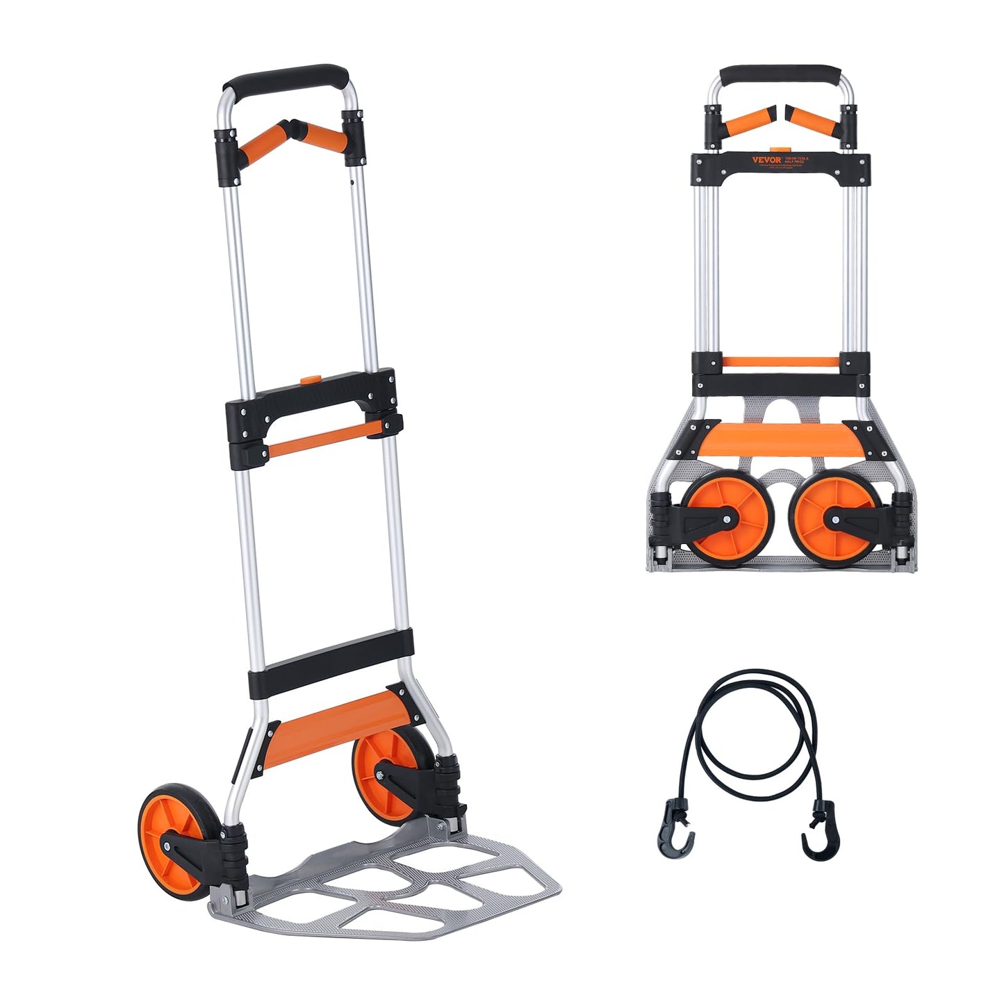 VEVOR Folding Hand Truck and Dolly, 309 Lbs Capacity, Aluminum Foldable Cart, Heavy-Duty Luggage