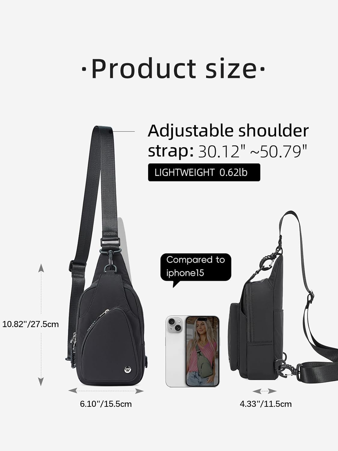 WESTBRONCO Small Sling Bag for Women Nylon Crossbody Sling Backpck Lightweight for Travel Casual Daily