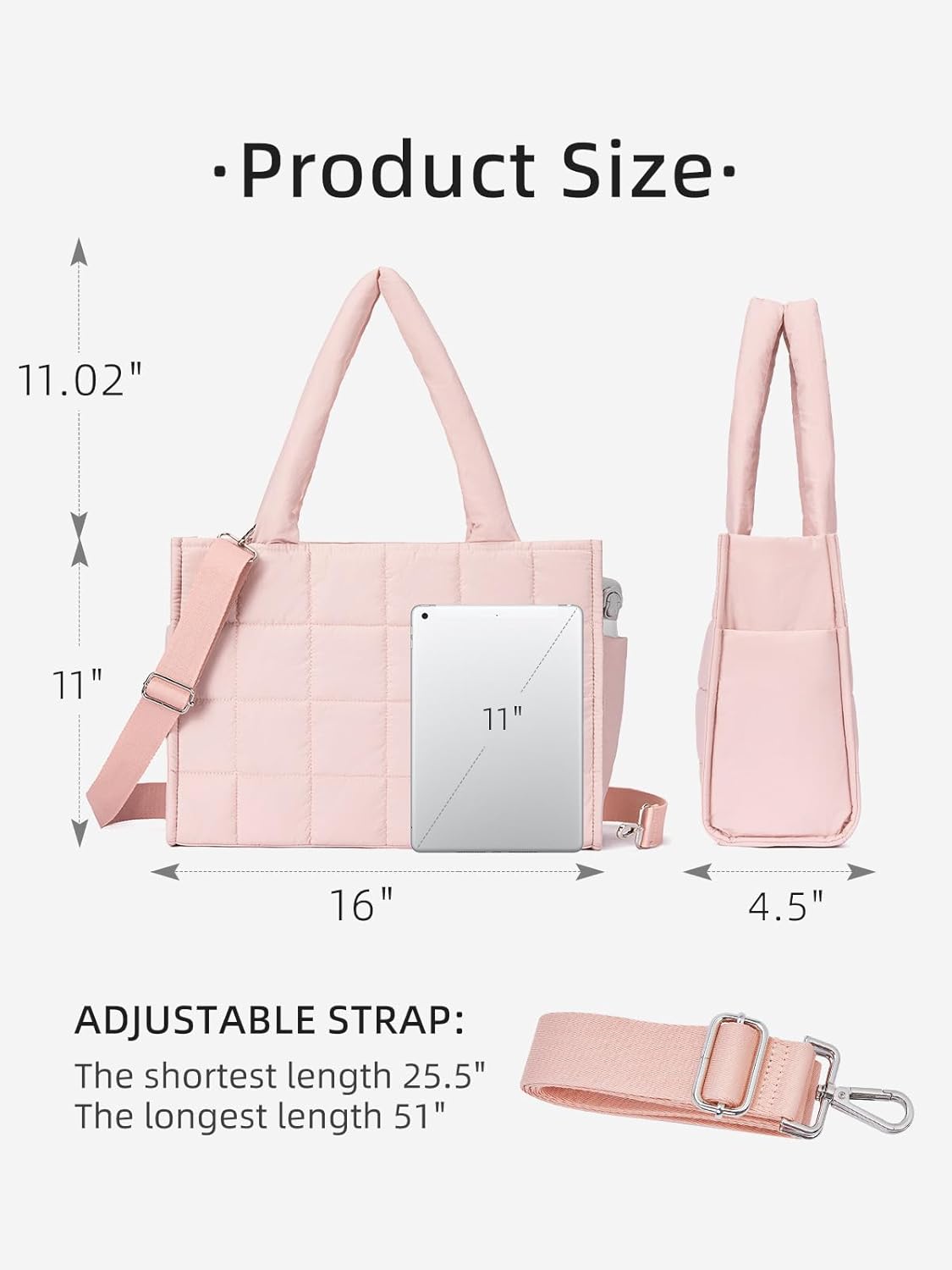 WESTBRONCO Puffer Crossbody bags for Women Puffy Quilted Tote Handbags Nylon Weekender Overnight Bag with Adjustable Strap