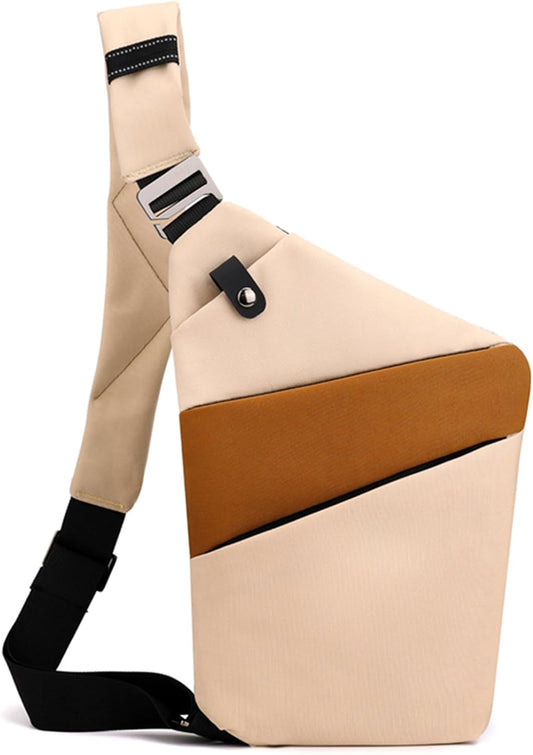 Anti Theft Crossbody Bags for Women, 2025 New Anti-Theft Travel Bag, Shoulder Bag Anti-theft Design for Travel, Sport (Khaki Brown - Left Shoulder)