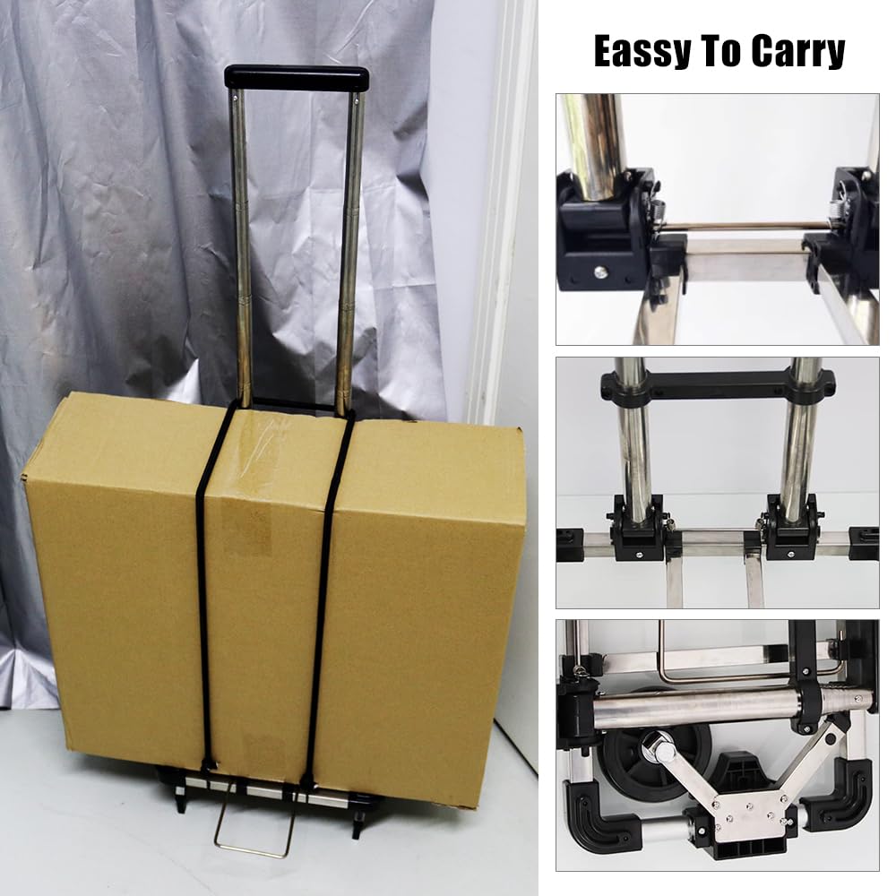 CNQLIS Folding Hand Truck,Portable Carrying Cart, Compact, Mini Lightweight for Travel/Auto/Moving/Office Use,12in.Hx9in.W Fits Most Backpacks- 55lbs Lightweight Hand Truck