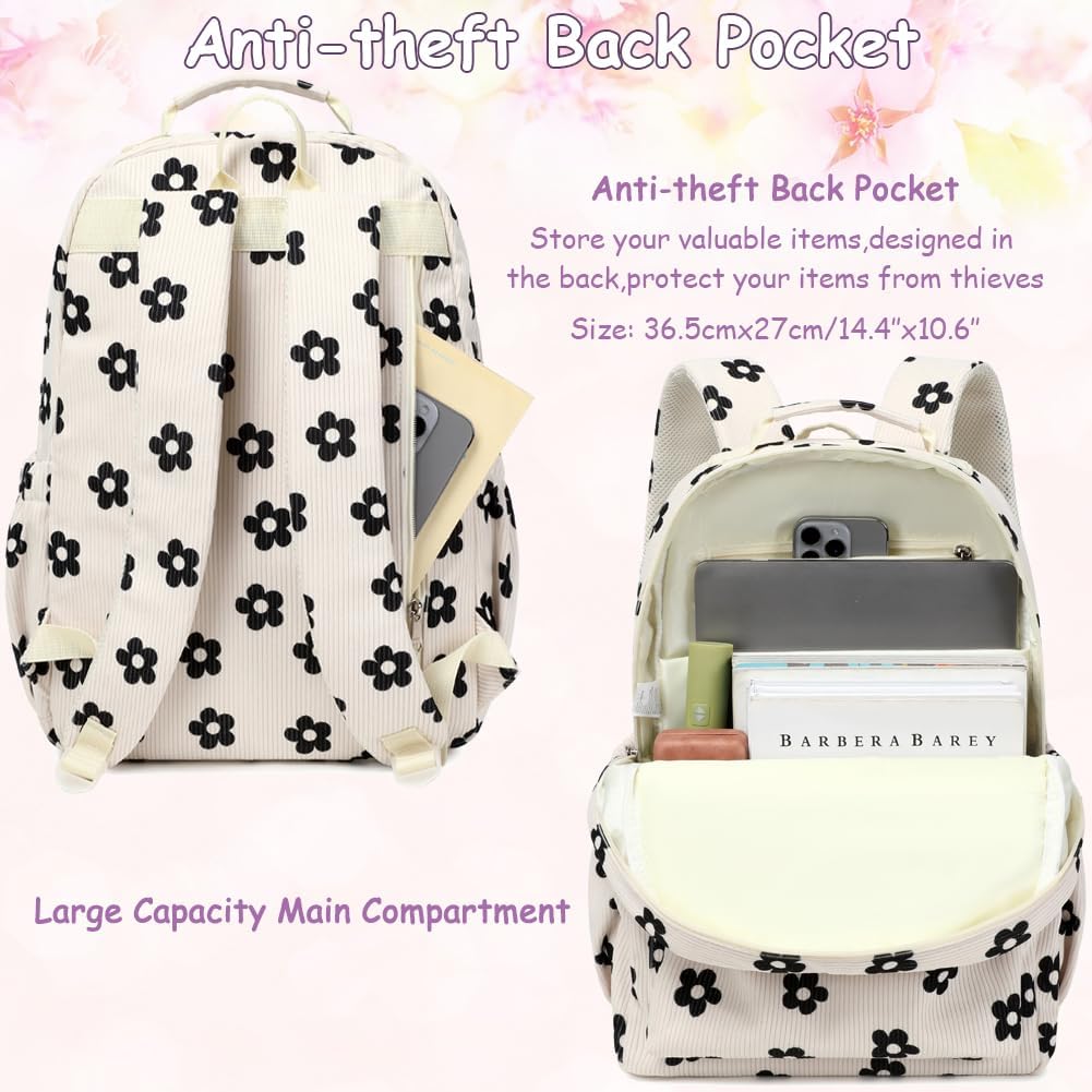 Meisohua School Backpack for Teen Girls Kids Bookbags Elementary High School Bags Corduroy Laptop Bag for Girls Women 17 inch Travel Daypacks