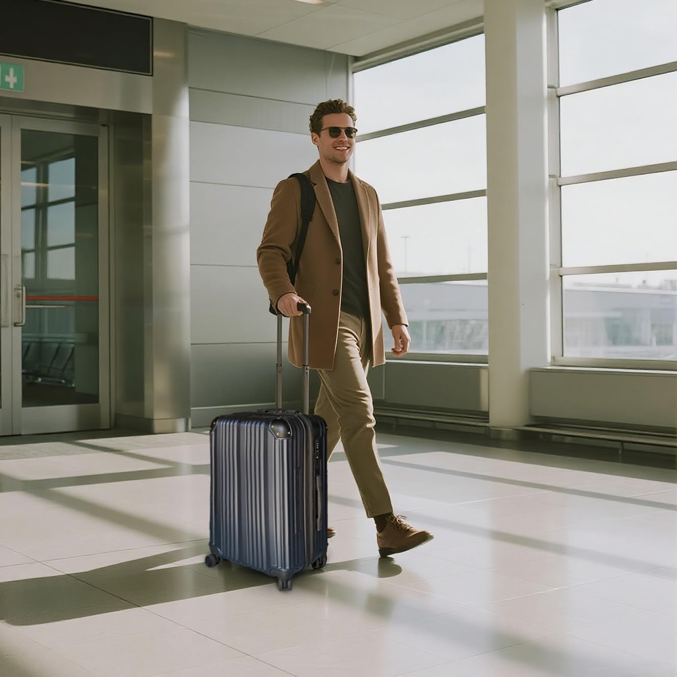 OUZZO 2-Piece Luggage Set 20/24 Inch – Hardshell Suitcases with Corner Protectors, Spinner Wheels, TSA-Approved Lock, USB Port – Expandable ABS+PC Travel Luggage for Business & Family Trips – Blue