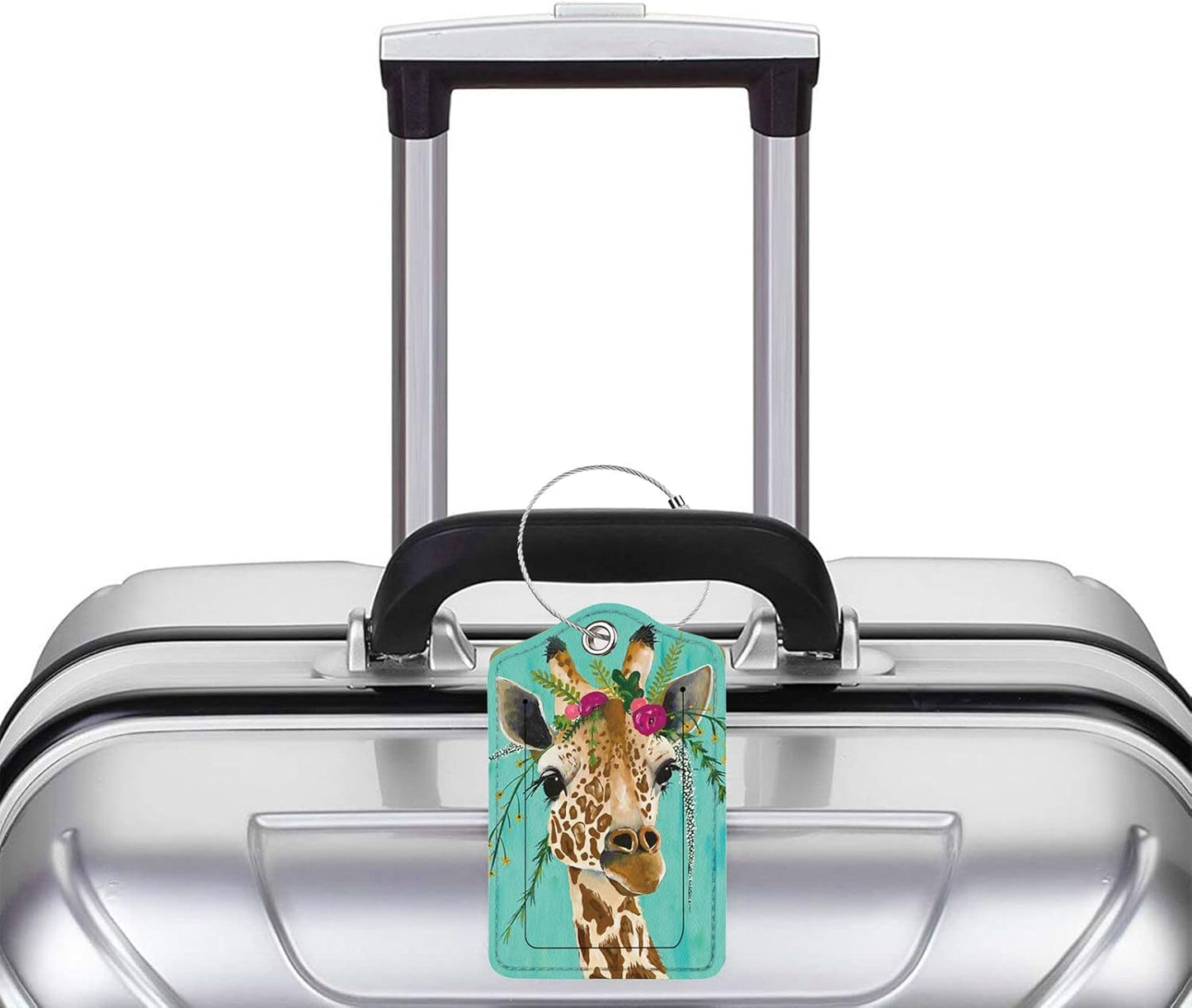 2 Pack Luggage Tag for Suitcase, Cute Unique Leather Bag Tags Identifiers Privacy Cover ID Label