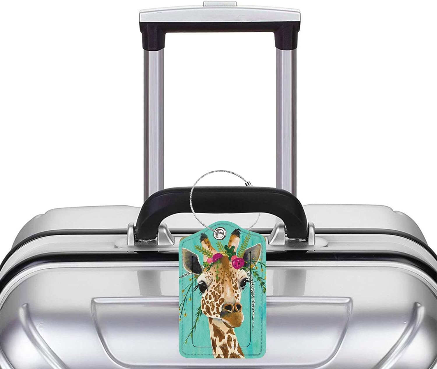 2 Pack Luggage Tag for Suitcase, Cute Unique Leather Bag Tags Identifiers Privacy Cover ID Label