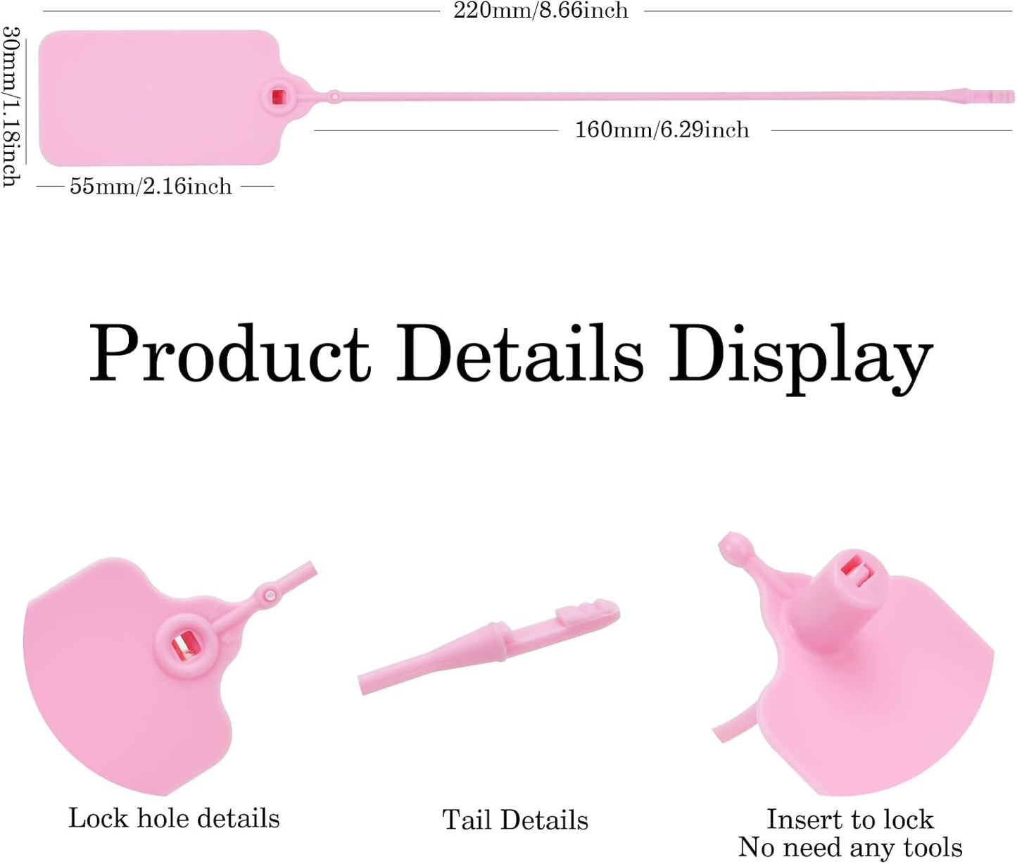 50pcs Luggage Tags Plastic Seals Shipping Label Logistics Use Sign Tie, Sealing Storage Multi Purpose Name ID Tag with Marker for Backpack, Schoolbag, Car Key (Pink)